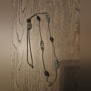 Artistic Gold and Brown Beaded Necklace